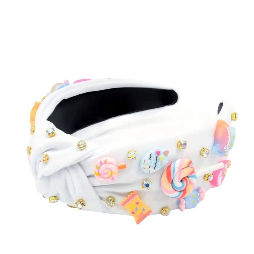 White Candy and Rhinestone Embellished Headband - Picture 2 of 4